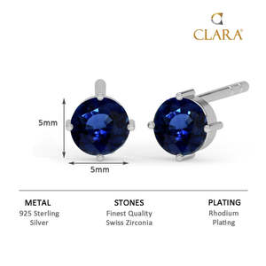 NOVAMART Fine 925 Sterling Silver Royal Blue <b>Studs</b> <b>Earrings</b> Ball-shaped Diamond Sapphire <b>Turquoise</b> Rose Gold Gift for Kids and G - Product Image 6