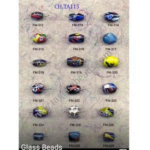 Perles en verre de Murano Millefiori Vintage mixtes 10mm perles en cristal multicolores pour la fabrication de bijoux et accessoires pour femmes - Product Image 1