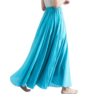 Women's Elegant Ethnic Cotton <b>Midi</b> <b>Skirt</b> | Falda Etnica Elegante de Algodon y Sateen con Cintura Alta para Mujer - Product Image 4