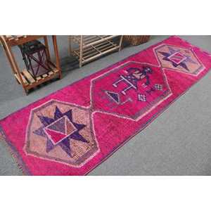 Tapis turc vintage 2,8x9,1 pieds, tapis persan Herki rose - Product Image 2