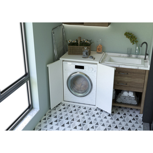 Supporto Universale per Lavatrice Mongardi in Resina Bianca 68,5L X 64,5P X 88H cm Facile Montaggio Uso Interno ed Esterno - Product Image 3