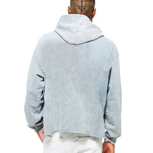 Custom Printed Vintage Acid Wash <b>Oversize</b> <b>Fleece</b> <b>Hoodie</b> for <b>Men</b> Solid Pattern Streetwear Without Pockets for Autumn Season - Product Image 3