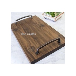 Bulk Wooden <b>Serving</b> <b>Tray</b> With <b>Black</b> Iron Handle Exclusive Quality Restaurant And Home <b>Serving</b> Food <b>Tray</b> - Product Image 4