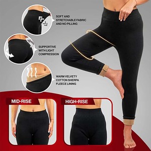 OEM Winter Warm Leggings Women Elastic Thermal Legging Pants Cotton Fleece Lined Thick Tights Weather Enjoyment Leggings - Product Image 5