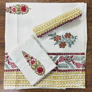 Custom Made 100% Cotton Hand Block Printed Cotton <b>Towel</b> <b>Sets</b> Including Bath <b>Towel</b> and Hand <b>Towel</b> Ideal for Resale - Product Image 5