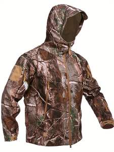 Silent Hunting Clothes for <b>Men</b> Soft Shell Outdoor hunting Jacket <b>Camo</b> Water Resistant Fleece Hooded <b>Coat</b> with Pockets - Product Image 4