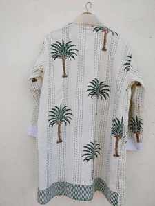 Antique Print Handmade Long Sleeve Bohemian Kantha Work Fashion Long Unisex Jacket With <b>Belt</b> For Party And Casual Wear - Product Image 5