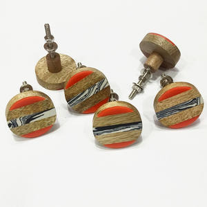 Ensemble de boutons de porte en résine de bois de luxe matériel de bouton en résine de pêche rond pour poignée de porte principale tire l'utilisation de l'armoire - Product Image 6