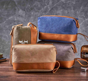 Luxury Leather Canvas Dopp Kit <b>Toiletry</b> <b>Bag</b> Travel Wash Grooming Cosmetic Shaving Organizer <b>Men</b> TDB-0144 - Product Image 5