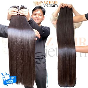 Extensions de cheveux humains naturels, cheveux vierges Remy non traités, qualité 12A, super double trame, lisses comme des baguettes - Product Image 2