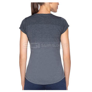 Camiseta de Mujer, Cuello en V, Ajustada, de Algodón, Manga Corta, Elástica, Transpirable, Suave, Cómoda, Informal, Moderna - Product Image 2