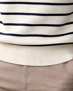 Manufacturer <b>Mens</b> Quarter Zip Knit <b>Sweater</b> White With Navy Blue Stripes Ribbed Collar Warm Winter Casual Pullover OEM Custom - Product Image 6