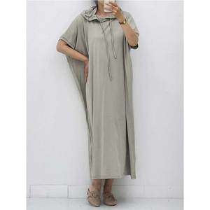 ODM Vente en Gros OEM Plussizs Fabriqué en Corée Vêtements de Détente Coton Robe Longue Homewear Casual HoodedSummer Dress Overfit jupe - Product Image 3