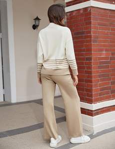 ชุดวอร์มผ้าพิมพ์ลายสไตล์สตรีทสุดหรูสำหรับฤดูหนาวเอวยางยืดแฟชั่นแบบโอเวอร์ไซส์ผ้าผสมผ่อนคลาย - Product Image 3