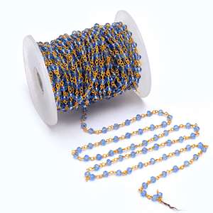 Blue Topaz Hydro Gemstone Beads Rosary <b>Chain</b> 925 Sterling <b>Silver</b> Handmade Jewelry DIY Necklace Bracelet <b>Chain</b> Roll 2 2.5MM Size - Product Image 4