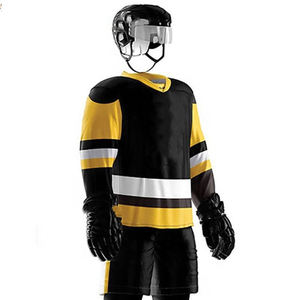 Diseños de rayas transpirables de secado rápido de alta calidad para hombres y mujeres, uniforme de Hockey sobre hielo estampado, conjuntos de camisetas y pantalones cortos para adultos Unisex - Product Image 2
