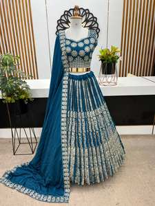 Último diseñador Heavy Chinnon Seda Bordado Secuencia Trabajo Lehenga Choli Por FabZone - Product Image 2