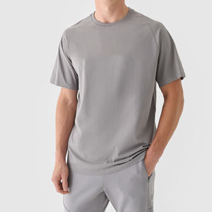 T-shirt uni de haute qualité pour homme, coupe classique, tricoté, 100% coton, surdimensionné, manches courtes, col rond, poids lourd - Product Image 1