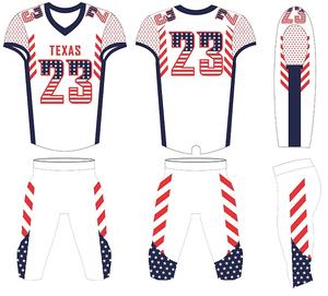 Nouvelle conception, uniforme de football américain personnalisé, logo d'équipe, numéro, imprimé, respirant, anti-UV, 100% polyester - Product Image 6