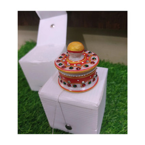 Handmade Marble <b>Stone</b> Gold <b>Painted</b> Premium Quality Antique Style Kumkum Box for Home Decor and Gift - Product Image 4