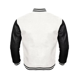 Obtenga sus propias mangas de cuero blanco de diseño personalizado con chaquetas con letras de béisbol de lana negra Chaquetas universitarias para hombres - Product Image 4