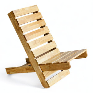 Chaise pliante inclinable durable 46x90x86cm en bois de caoutchouc confortable avec cadre en aluminium pour la plage ou le camping - GCF201 - Product Image 1