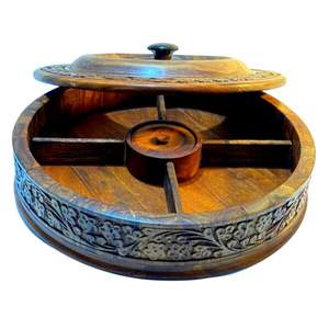 กล่องผลไม้อบแห้งไม้แกะสลักทำมือในขนาดที่กำหนดเอง, ชามไม้ทำมือจากปากีสถาน, ผลิตภัณฑ์ไม้คุณภาพสูง - Product Image 2