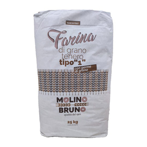 Farine tout usage de qualité supérieure MOLINO BRUNO, à base de blé italien Tipo 1, mouture cylindrique, 25 kg, pour pains, brioches, petits pains et gâteaux éponge - Product Image 1