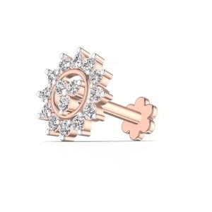 Épingle à nez en forme de fleur de soleil pour femme en or rose jaune blanc 18 carats pour mariage - Product Image 1