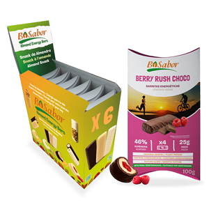 Barretta Energetica Berry Rush Choco Bisabor alle Mandorle con Ripieno al Lampone e Rivestimento al Cacao, Snack Salutare per Atleti, Confezione da 4x25g, Scatola da 10 - Product Image 4