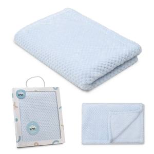 Manta de punto azul de 80x110 cm con patrón sólido tipo palomitas de maíz - Product Image 1