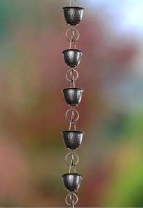 โซ่ระบายน้ำฝนแบบดั้งเดิมสำหรับรางน้ำฝนบนหลังคา โซ่โลหะตกแต่งภายนอกแบบแขวน - Product Image 5