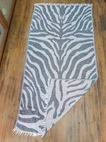 DAFNI BIG PAZAR Serviette de plage en tissu éponge de coton à motif d'étoiles de mer imprimé violet, avec pompons blancs, poids moyen, laminé HDPE