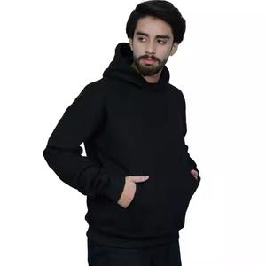 Sudaderas con capucha de algodón 100% informales de lana estampadas y sólidas para hombre, ropa de calle cálida de invierno, prendas de vestir exteriores de moda en negro - Product Image 6