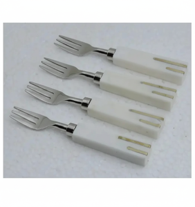 Ensemble de fourchettes en acier inoxydable de luxe moderne avec manches en résine solide, lavable au lave-vaisselle, robuste et idéal pour les repas quotidiens et les fêtes - Product Image 6