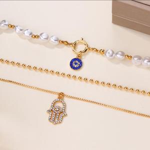 Colliers pendentifs pour femmes en alliage d'or, design multi-couches tendance, ventes chaudes - Product Image 2