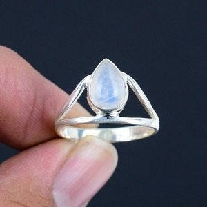 Boho Style 925 Sterling Silver Handmade Pear Cut Moonstone Gemstone Bezel Setting Rhodium Plated Wedding <b>Gift</b> for Women Party - Product Image 2