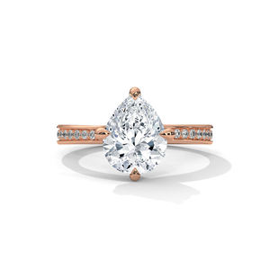 แหวนหมั้นเพชรแบบตัดทรงลูกแพร์สีทอง10K 14K 18K ประดับเพชรที่ปลูกในห้องปฏิบัติการได้รับการรับรองจาก GIA - Product Image 1