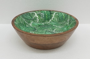 Unique Design Wooden and Meena Work Kitchenware Bowl Great Quality Round Shape Solid Wood Tabletop <b>Dinnerware</b> Serving Bowl - Product Image 4