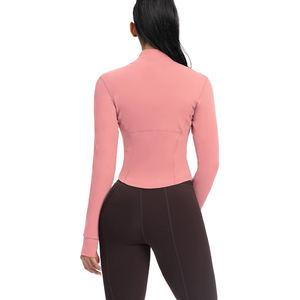 Veste extensible à fermeture éclair intégrale pour femme, haut de yoga léger, vêtements d'entraînement athlétique doux, mélange de nylon et de spandex confortable - Product Image 2