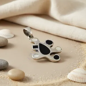 Pendentif moderne pour femme en argent 925, design abstrait, or, or rose, platine, avec diamant, perle, cadeau religieux pour les fêtes - Product Image 1