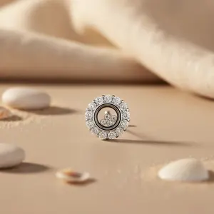 Boucles d'oreilles clous en argent avec diamants flottants pour femme, bijoux élégants, cadeau - Product Image 2