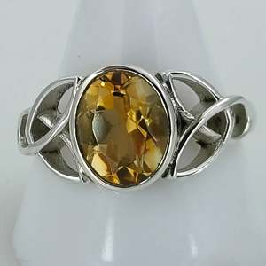 Citrine <b>Celtic</b> Knot <b>Ring</b> 925 Sterling Silver Handmade Natural Yellow Gemstone Fine Jewelry for November Birthstone Promise <b>Ring</b> - Product Image 1