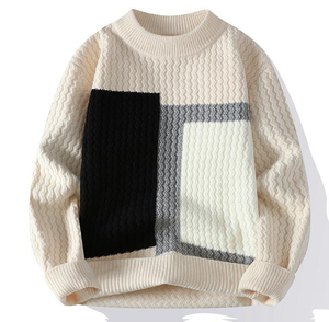 Pull pour homme à col rond 100% coton Coupe ample Décontracté Anti-boulochage Chaud Confortable Personnalisable à l'avant - Product Image 1