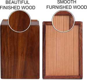 Medium Size 7.5\" X 5.25\" X 3.5\" Wooden Urn Decorative <b>Pet</b> & Human Ashes Cremation <b>Memorial</b> Burial <b>Box</b> Casket & Urn - Product Image 5
