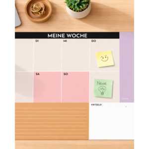 Planificateur hebdomadaire 2026 avec design color block, calendrier de bureau en papier avec 25 feuilles détachables - Product Image 4