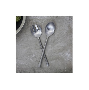Design Stainless Steel Salad Serving Spoon Tools With Handle Salad <b>Fork</b> and Spoon With Customized Logo Packaging - Product Image 5