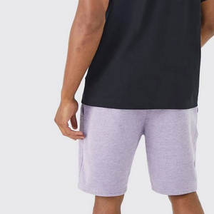 Short de jogging en coton pour hommes, décontracté, polaire, poches zippées, entraînement athlétique, gym, super septembre, teint en tissu uni - Product Image 2