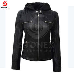 Chaqueta de cuero para mujer de piel auténtica de oveja de primera calidad con diferentes diseños y colores. - Product Image 3