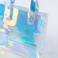Sacs fourre-tout en PVC holographique irisé arc-en-ciel personnalisés, réutilisables, pour le shopping, avec n'importe quel motif, vente en gros directe usine OEM - Offre Spéciale